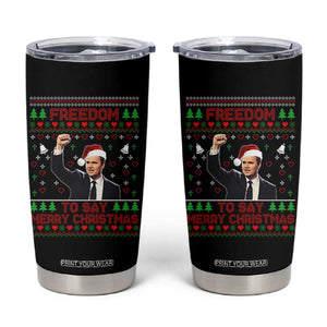 Charlie Kirk Christmas Tumbler Cup Freedom To Say Merry Christmas - Print Your Wear