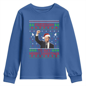 Charlie Kirk Christmas Youth Sweatshirt Freedom To Say Merry Christmas TS14 Royal Blue Print Your Wear