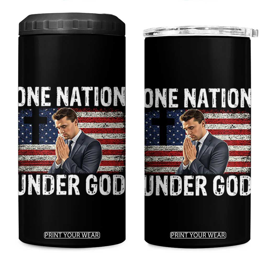 Charlie Kirk Christian 4 in 1 Can Cooler Tumbler One Nation Under God Patriotic Faith TS14 One Size: 16 oz Black Print Your Wear