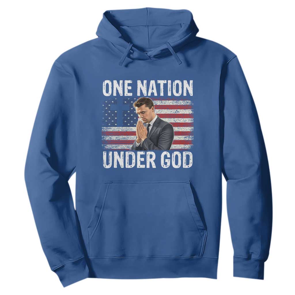 Charlie Kirk Christian Hoodie One Nation Under God Patriotic Faith TS14 Royal Blue Print Your Wear