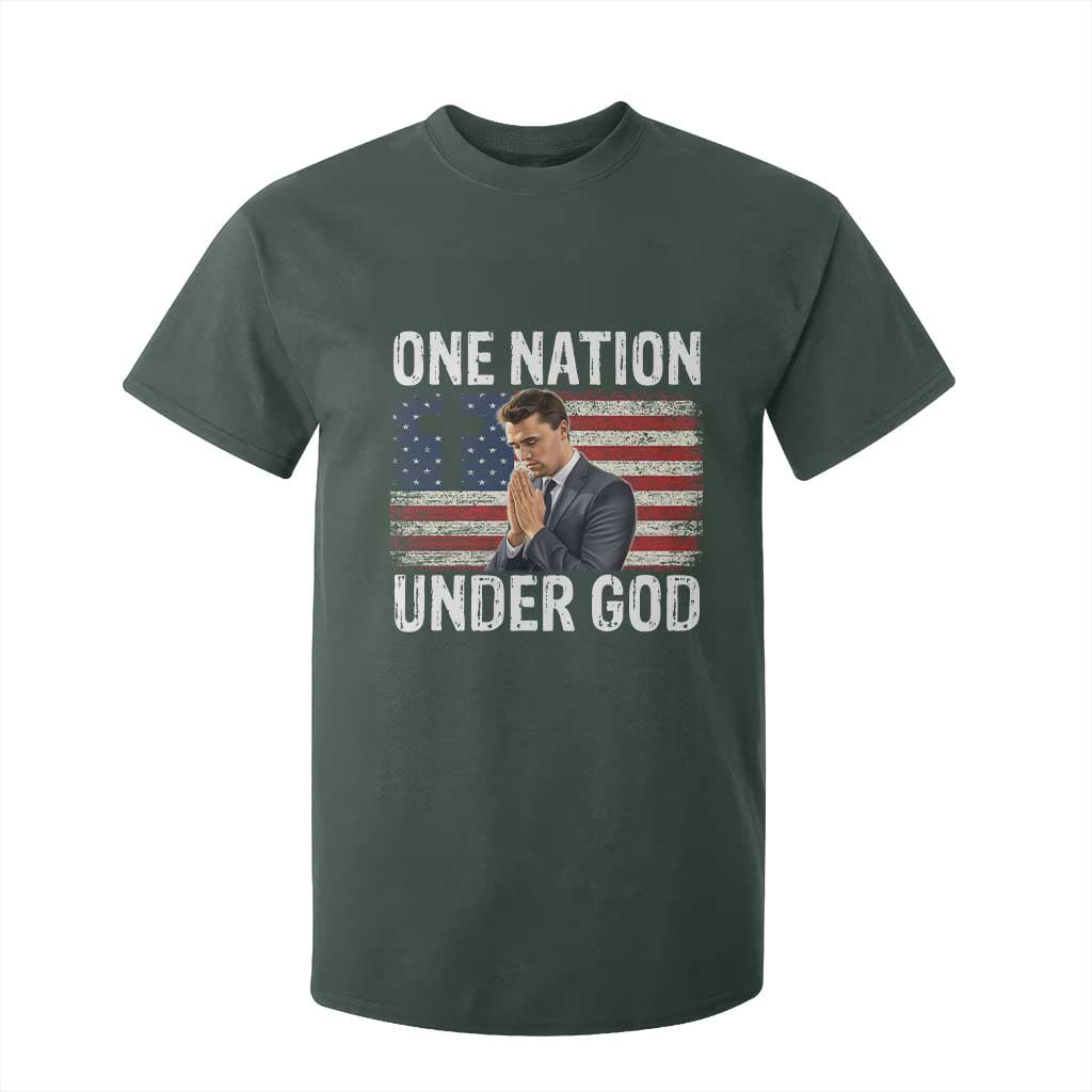 Charlie Kirk Christian T Shirt For Kid One Nation Under God Patriotic Faith TS14 Dark Forest Green Print Your Wear