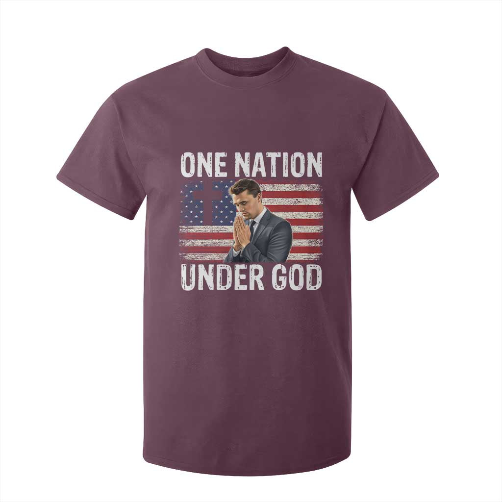 Charlie Kirk Christian T Shirt For Kid One Nation Under God Patriotic Faith TS14 Maroon Print Your Wear
