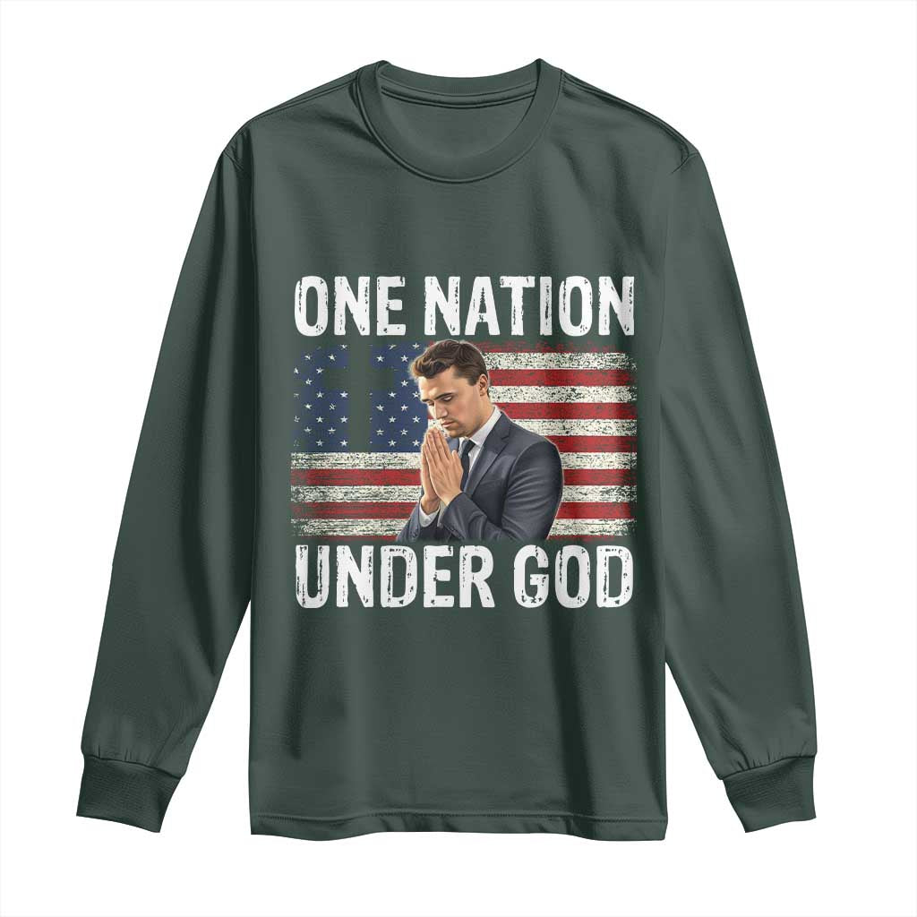 Charlie Kirk Christian Long Sleeve Shirt One Nation Under God Patriotic Faith TS14 Dark Forest Green Print Your Wear