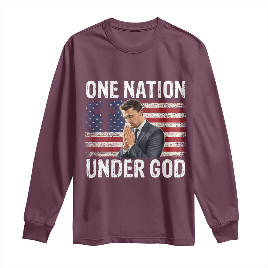 Charlie Kirk Christian Long Sleeve Shirt One Nation Under God Patriotic Faith TS14 Maroon Print Your Wear