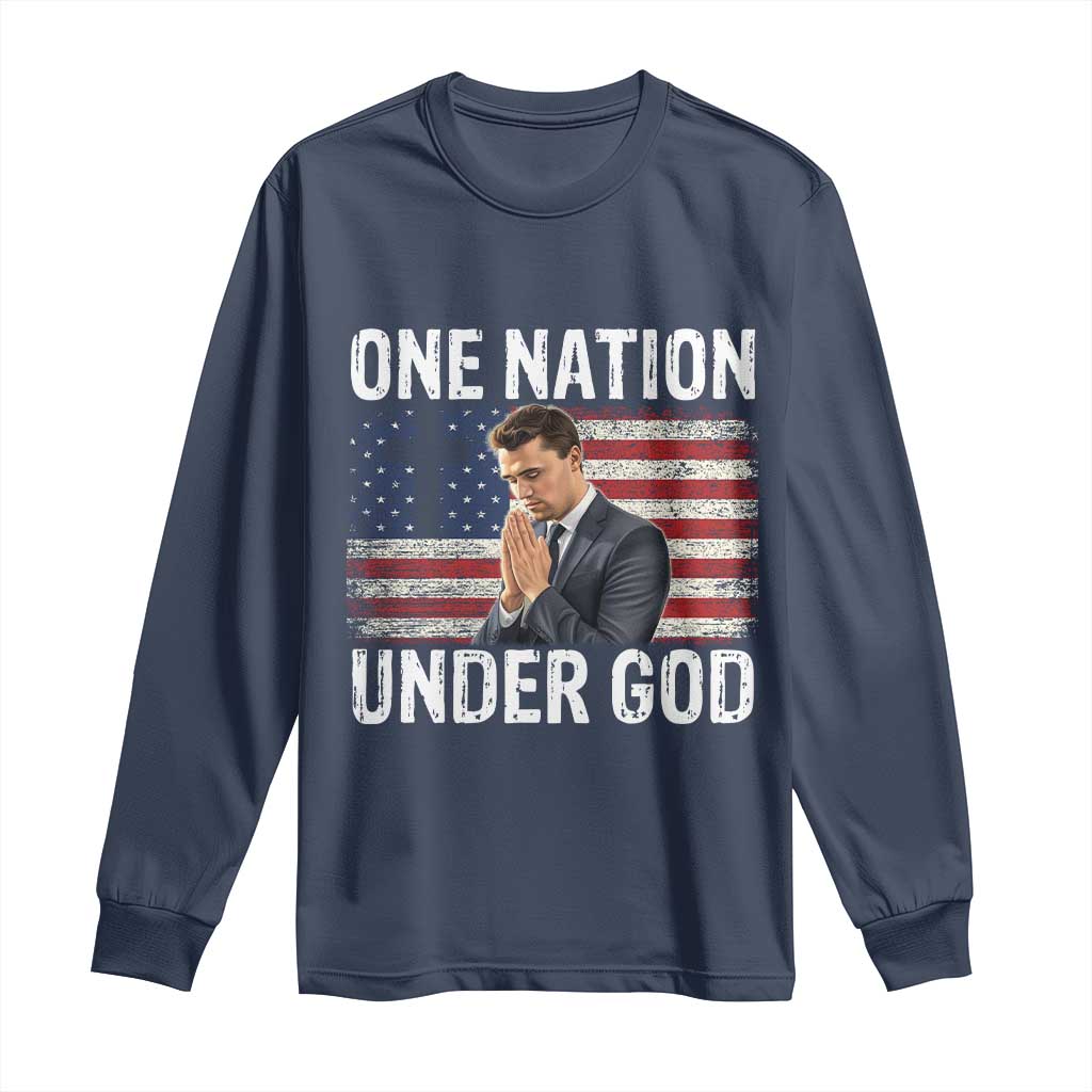 Charlie Kirk Christian Long Sleeve Shirt One Nation Under God Patriotic Faith TS14 Navy Print Your Wear