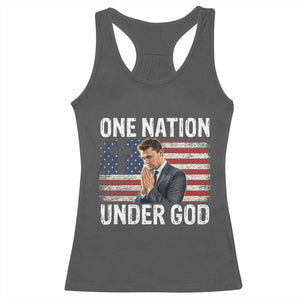 Charlie Kirk Christian Racerback Tank Top One Nation Under God Patriotic Faith TS14 Dark Heather Print Your Wear