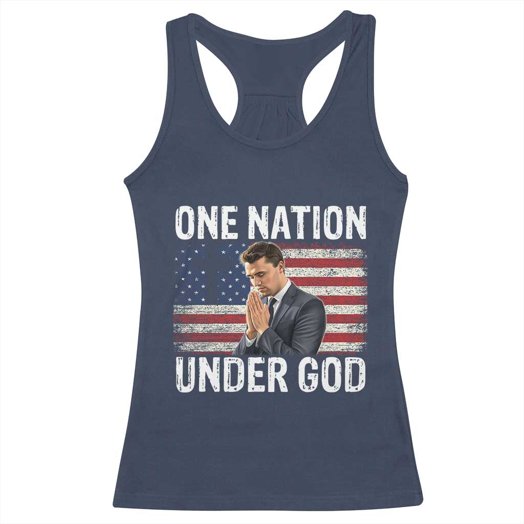 Charlie Kirk Christian Racerback Tank Top One Nation Under God Patriotic Faith TS14 Navy Print Your Wear