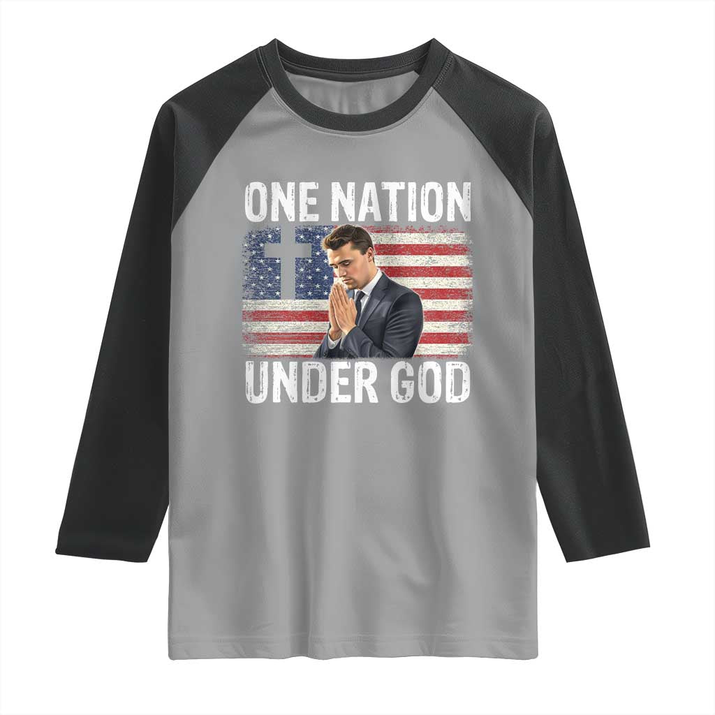 Charlie Kirk Christian Raglan Shirt One Nation Under God Patriotic Faith TS14 Sport Gray Black Print Your Wear