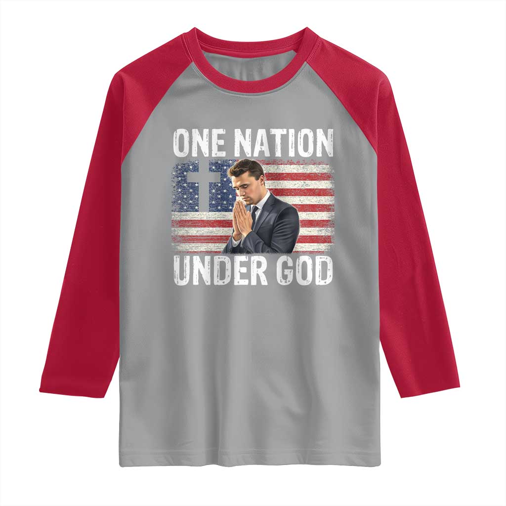 Charlie Kirk Christian Raglan Shirt One Nation Under God Patriotic Faith TS14 Sport Gray Red Print Your Wear