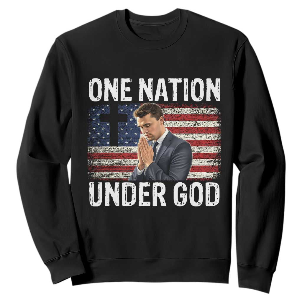 Charlie Kirk Christian Sweatshirt One Nation Under God Patriotic Faith TS14 Black Print Your Wear