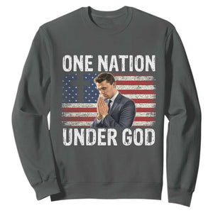 Charlie Kirk Christian Sweatshirt One Nation Under God Patriotic Faith TS14 Dark Heather Print Your Wear