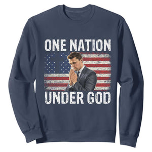 Charlie Kirk Christian Sweatshirt One Nation Under God Patriotic Faith TS14 Navy Print Your Wear