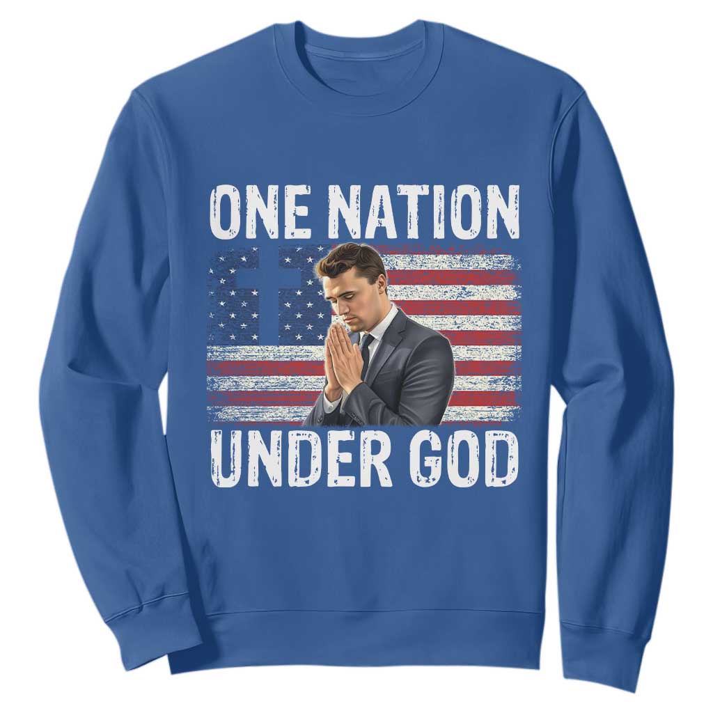 Charlie Kirk Christian Sweatshirt One Nation Under God Patriotic Faith TS14 Royal Blue Print Your Wear