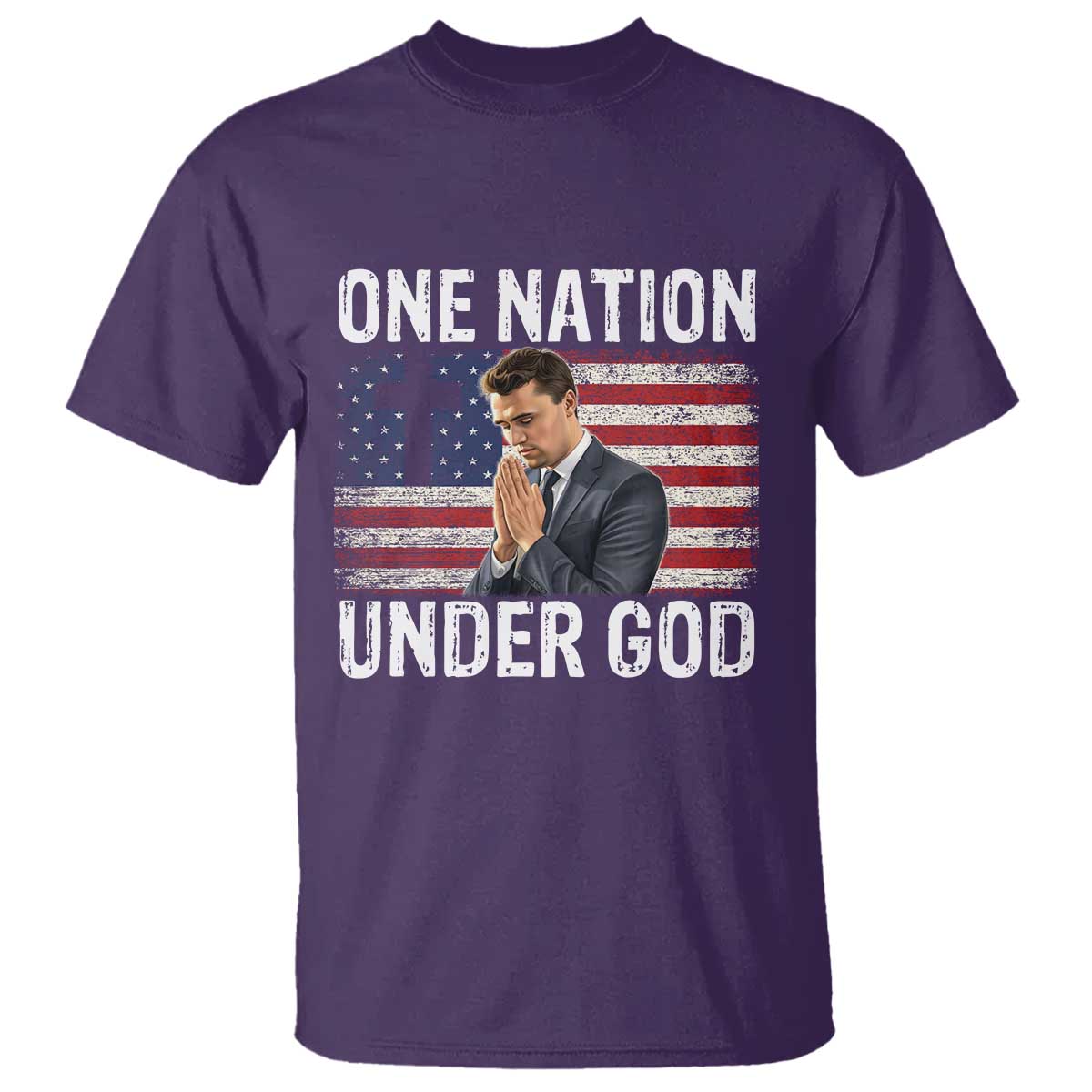 Charlie Kirk Christian T Shirt One Nation Under God Patriotic Faith TS14 Purple Print Your Wear