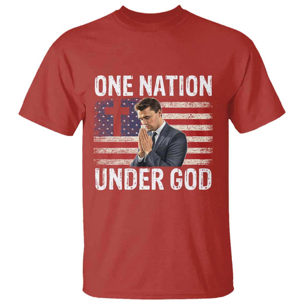 Charlie Kirk Christian T Shirt One Nation Under God Patriotic Faith TS14 Red Print Your Wear