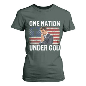 Charlie Kirk Christian T Shirt For Women One Nation Under God Patriotic Faith TS14 Dark Forest Green Print Your Wear