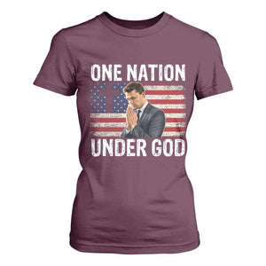 Charlie Kirk Christian T Shirt For Women One Nation Under God Patriotic Faith TS14 Maroon Print Your Wear