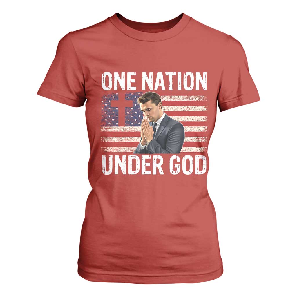 Charlie Kirk Christian T Shirt For Women One Nation Under God Patriotic Faith TS14 Red Print Your Wear