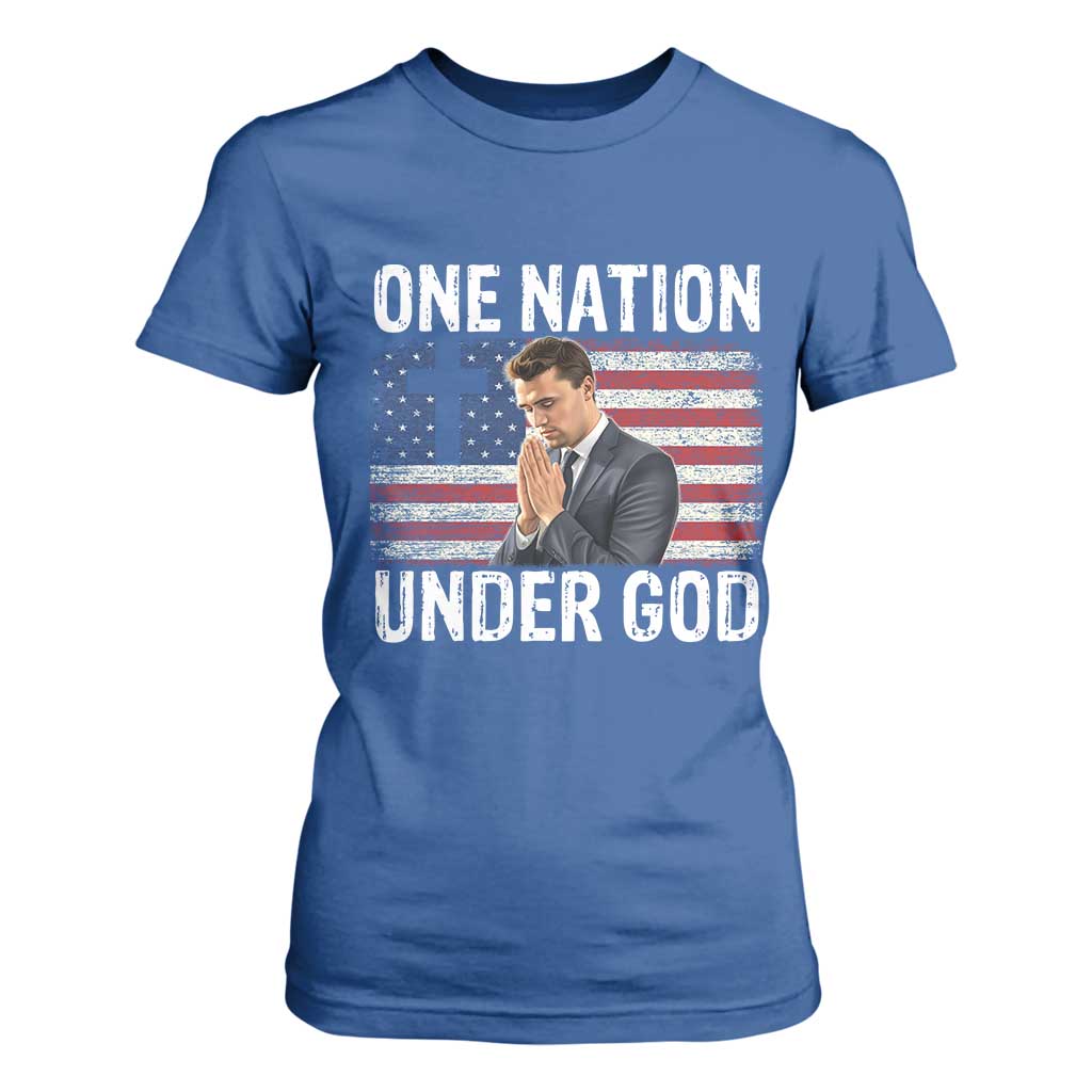 Charlie Kirk Christian T Shirt For Women One Nation Under God Patriotic Faith TS14 Royal Blue Print Your Wear