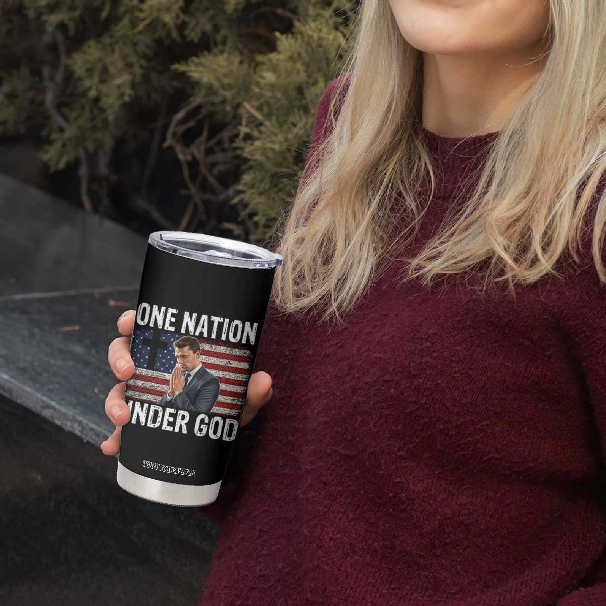 Charlie Kirk Christian Tumbler Cup One Nation Under God Patriotic Faith TS14 Print Your Wear