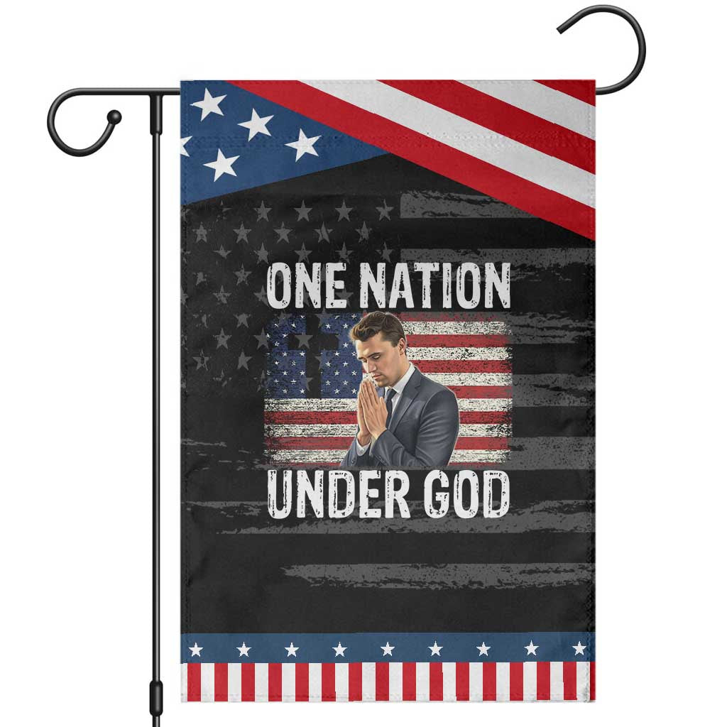 Charlie Kirk Christian Garden Flag One Nation Under God Patriotic Faith TS14 Distressed Black Blue Print Your Wear