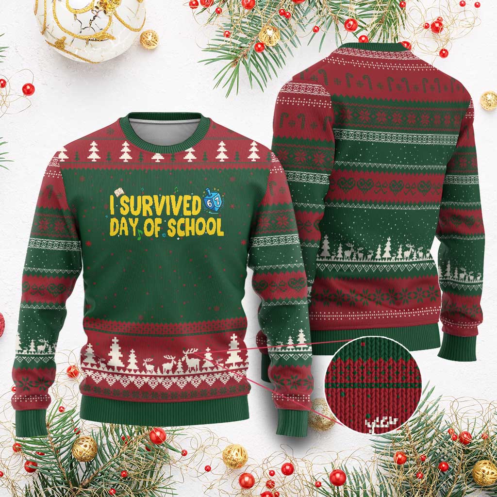 67 Six Seven Meme Ugly Christmas Sweater Funny Hanukkah School Days TS14 Red Green Print Your Wear