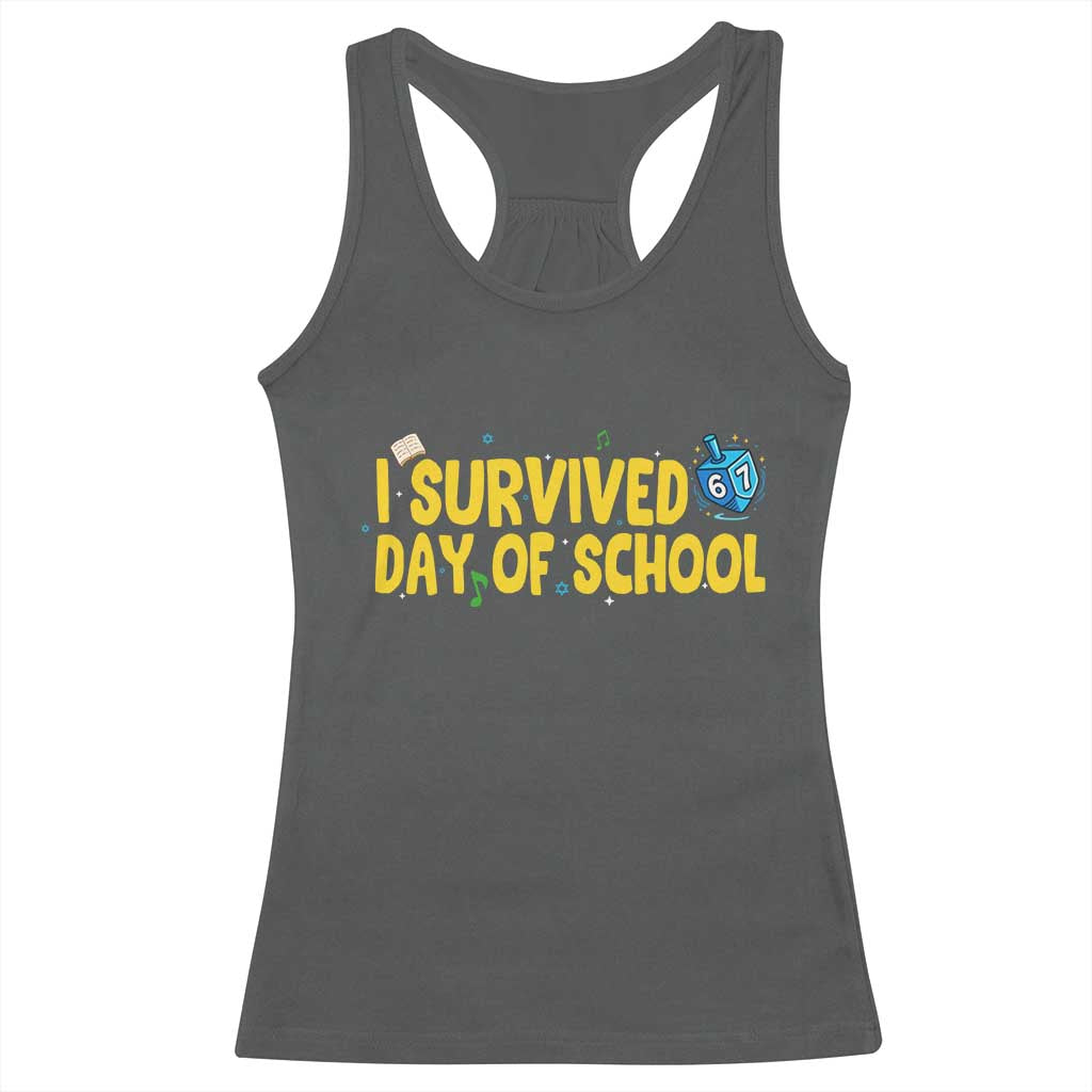 67 Six Seven Meme Racerback Tank Top Funny Hanukkah School Days TS14 Dark Heather Print Your Wear
