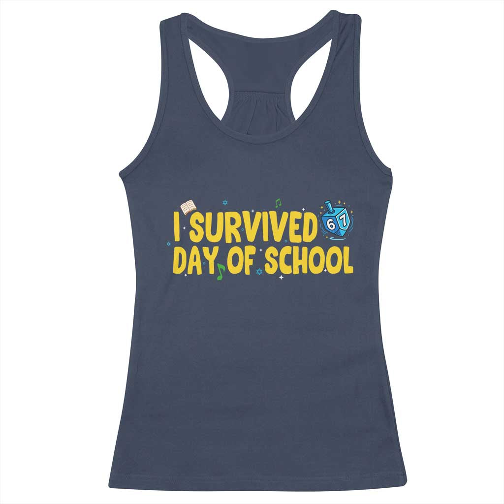 67 Six Seven Meme Racerback Tank Top Funny Hanukkah School Days TS14 Navy Print Your Wear