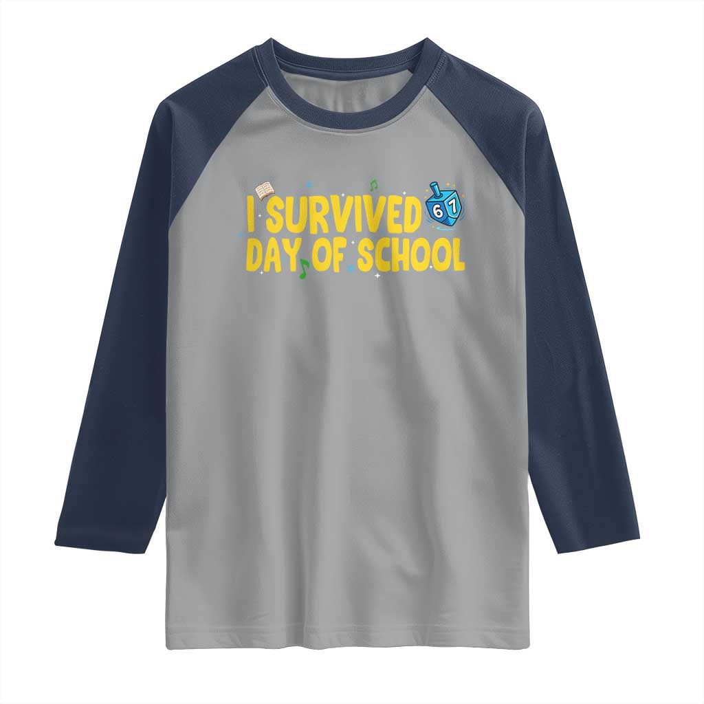 67 Six Seven Meme Raglan Shirt Funny Hanukkah School Days TS14 Sport Gray Navy Print Your Wear