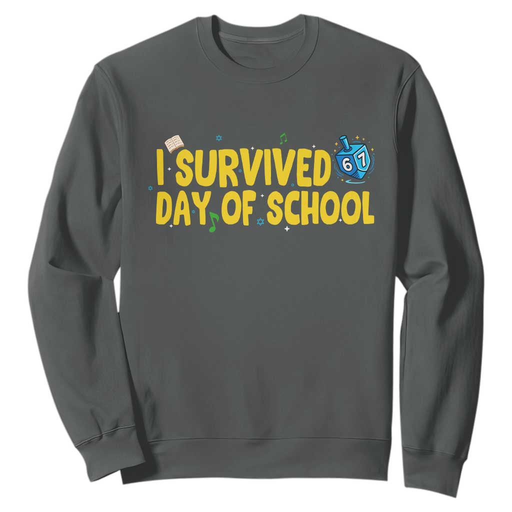 67 Six Seven Meme Sweatshirt Funny Hanukkah School Days TS14 Dark Heather Print Your Wear