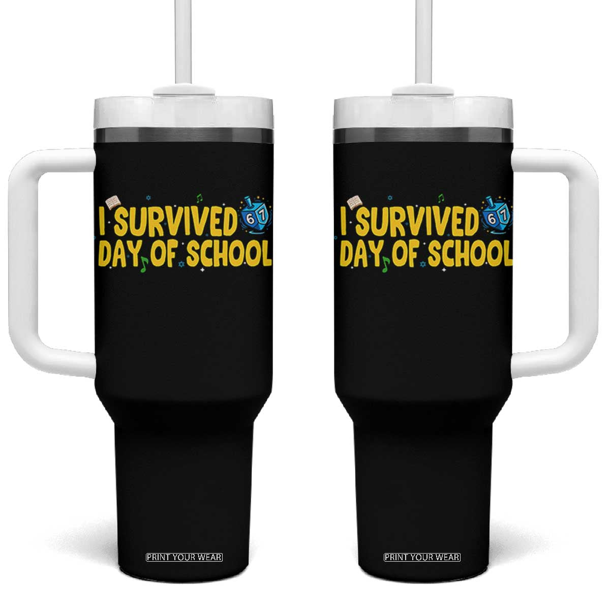 67 Six Seven Meme Tumbler With Handle Funny Hanukkah School Days TS14 One Size: 40 oz Black Print Your Wear