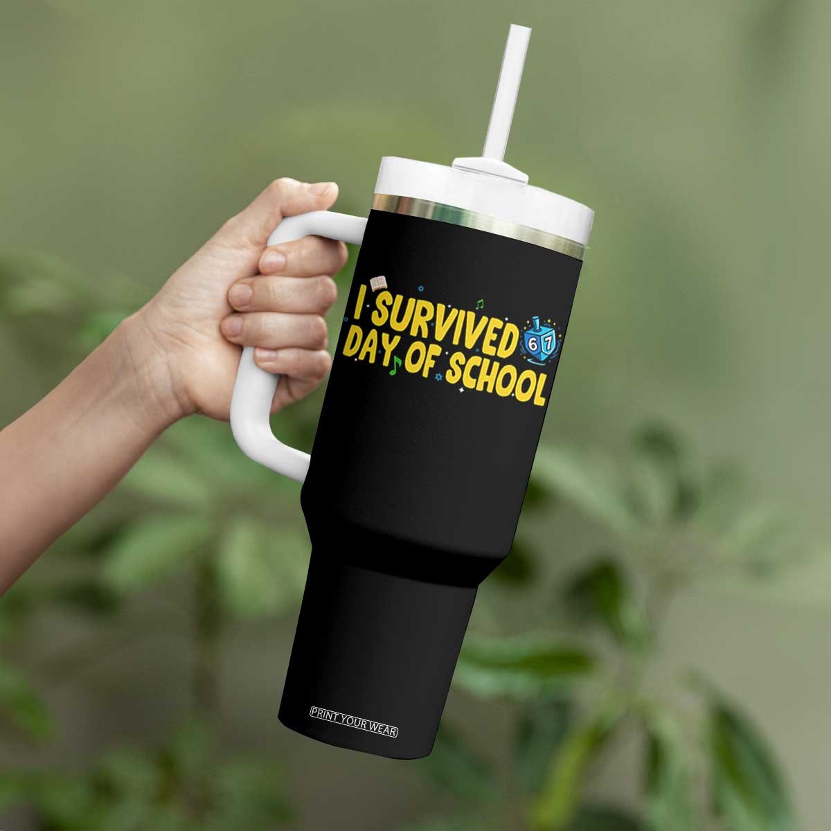 67 Six Seven Meme Tumbler With Handle Funny Hanukkah School Days TS14 Print Your Wear