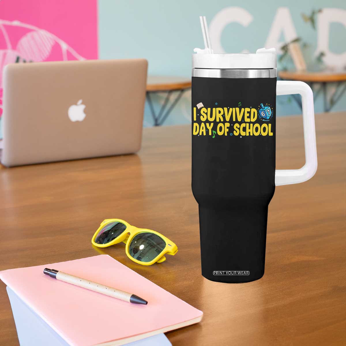 67 Six Seven Meme Tumbler With Handle Funny Hanukkah School Days TS14 Print Your Wear