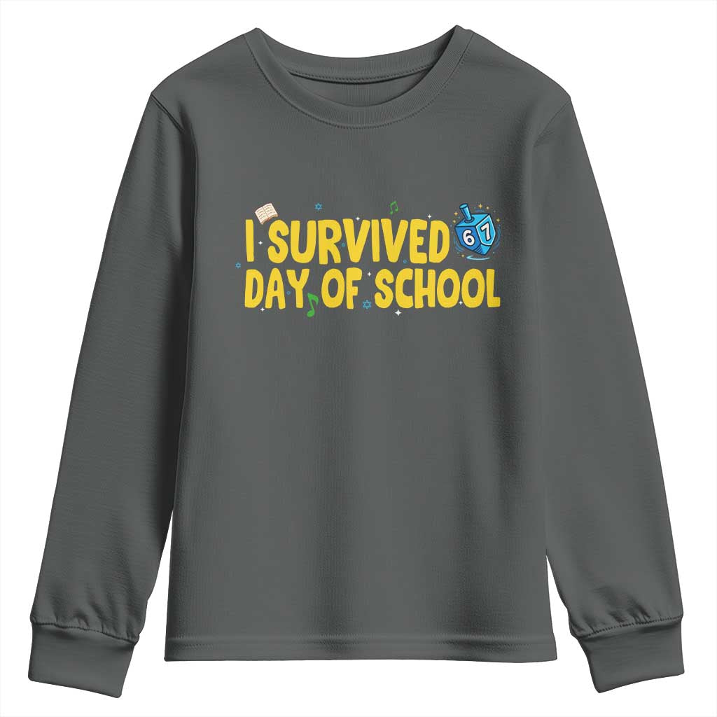 67 Six Seven Meme Youth Sweatshirt Funny Hanukkah School Days TS14 Dark Heather Print Your Wear