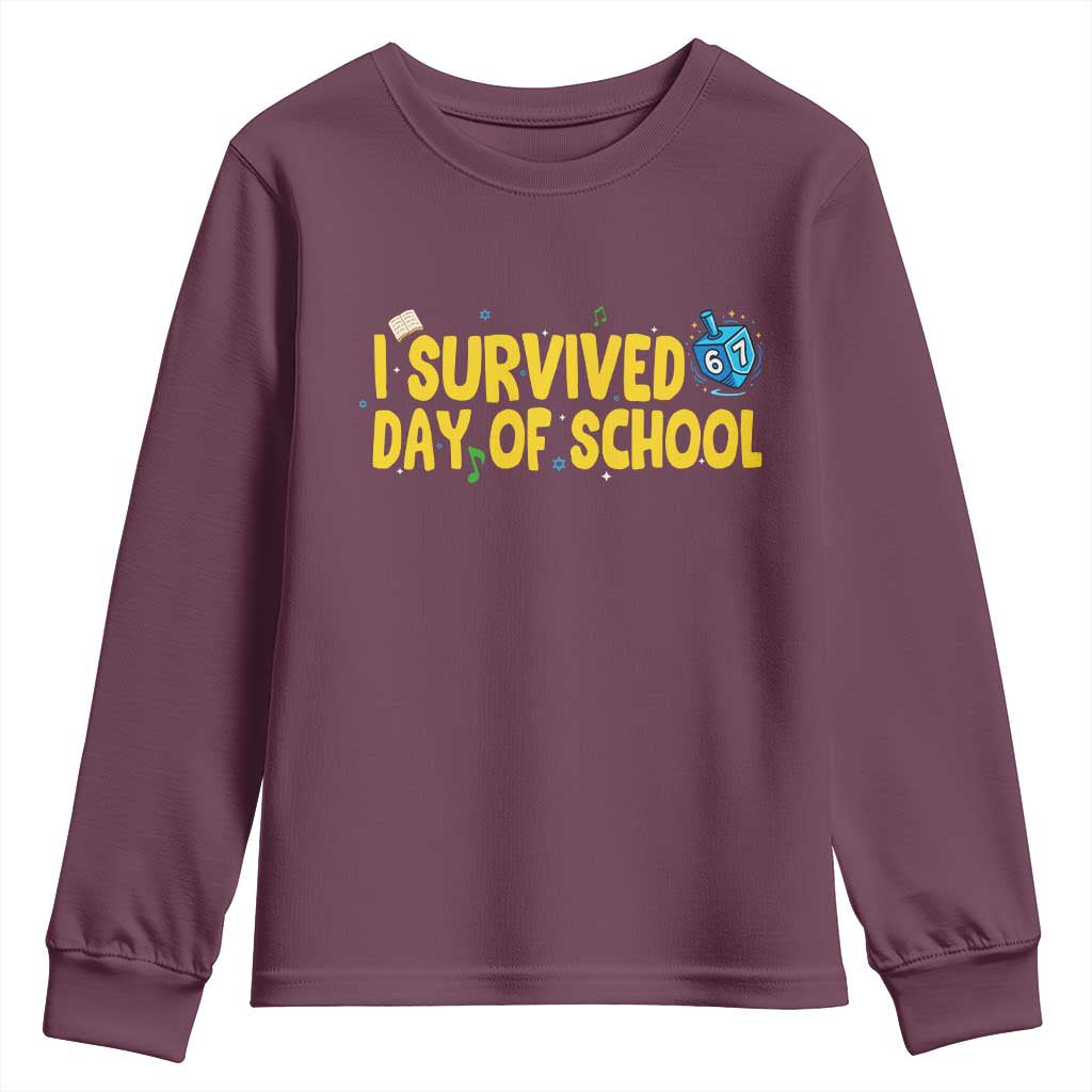 67 Six Seven Meme Youth Sweatshirt Funny Hanukkah School Days TS14 Maroon Print Your Wear