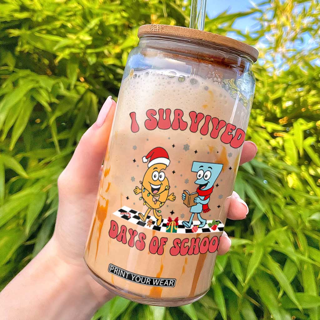 67 Six Seven Christmas Meme Glass Can I Survived Days Of School TS14 White Print Your Wear