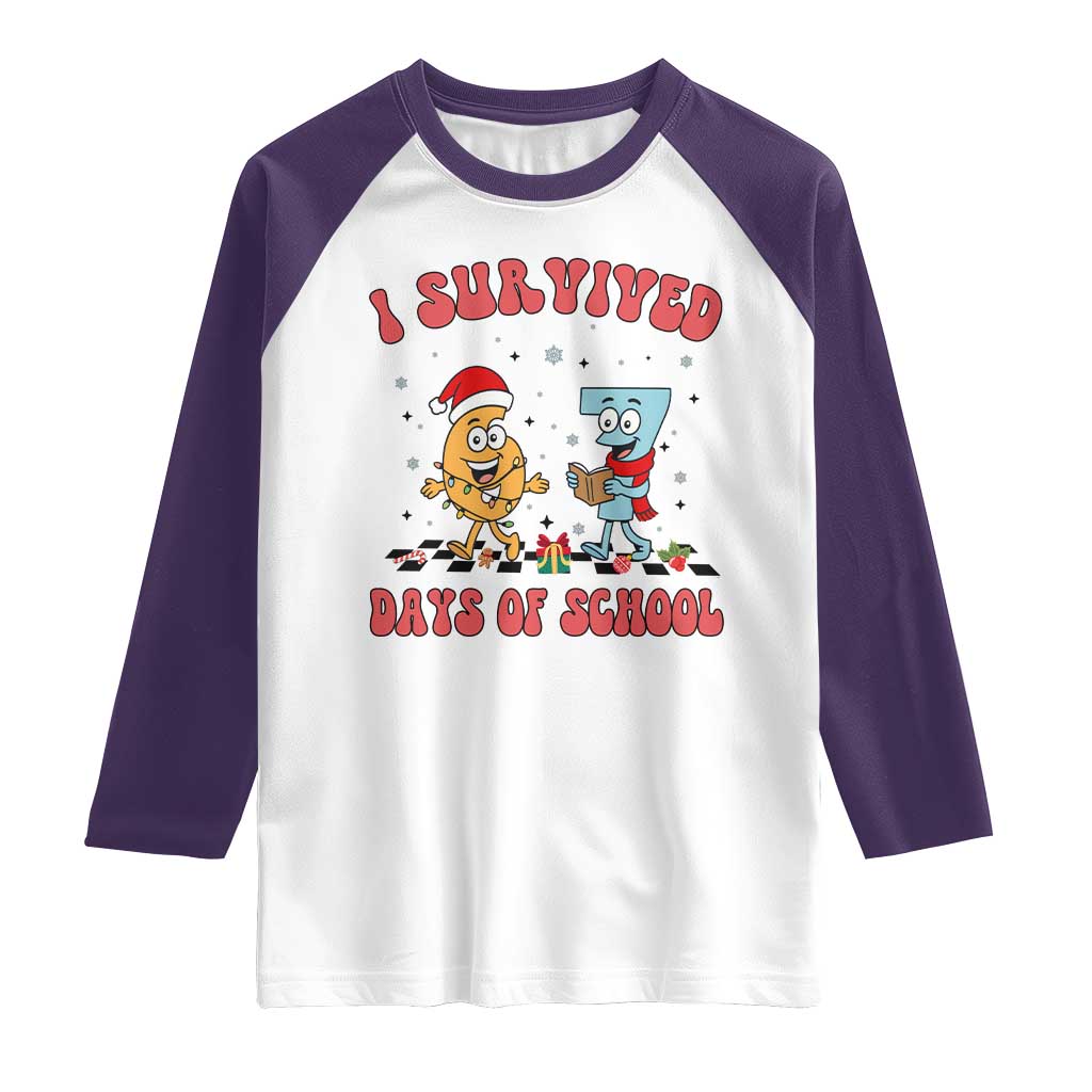 67 Six Seven Christmas Meme Raglan Shirt I Survived Days Of School TS14 White Purple Print Your Wear