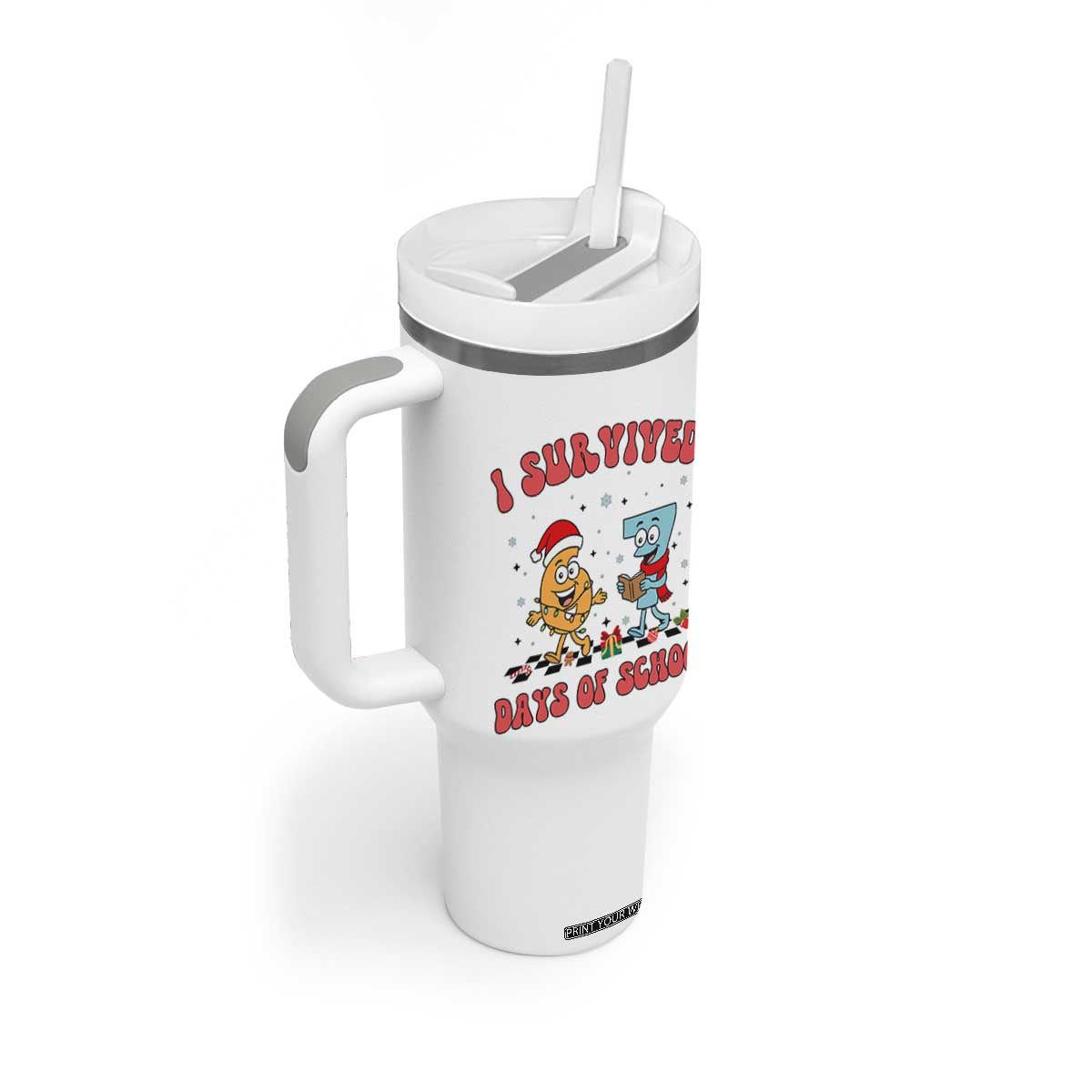 67 Six Seven Christmas Meme Tumbler With Handle I Survived Days Of School TS14 Print Your Wear