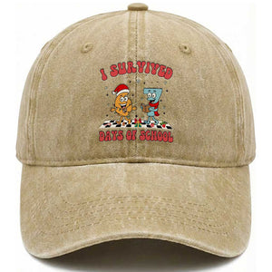 67 Six Seven Christmas Meme Washed Cotton Baseball Cap I Survived Days Of School TS14 Washed Cap Universal Fit Khaki Print Your Wear