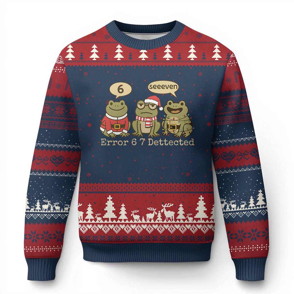 67 Six Seven Xmas Meme Ugly Christmas Sweater Funny Frog Xmas Xmas TS14 Navy Red Print Your Wear