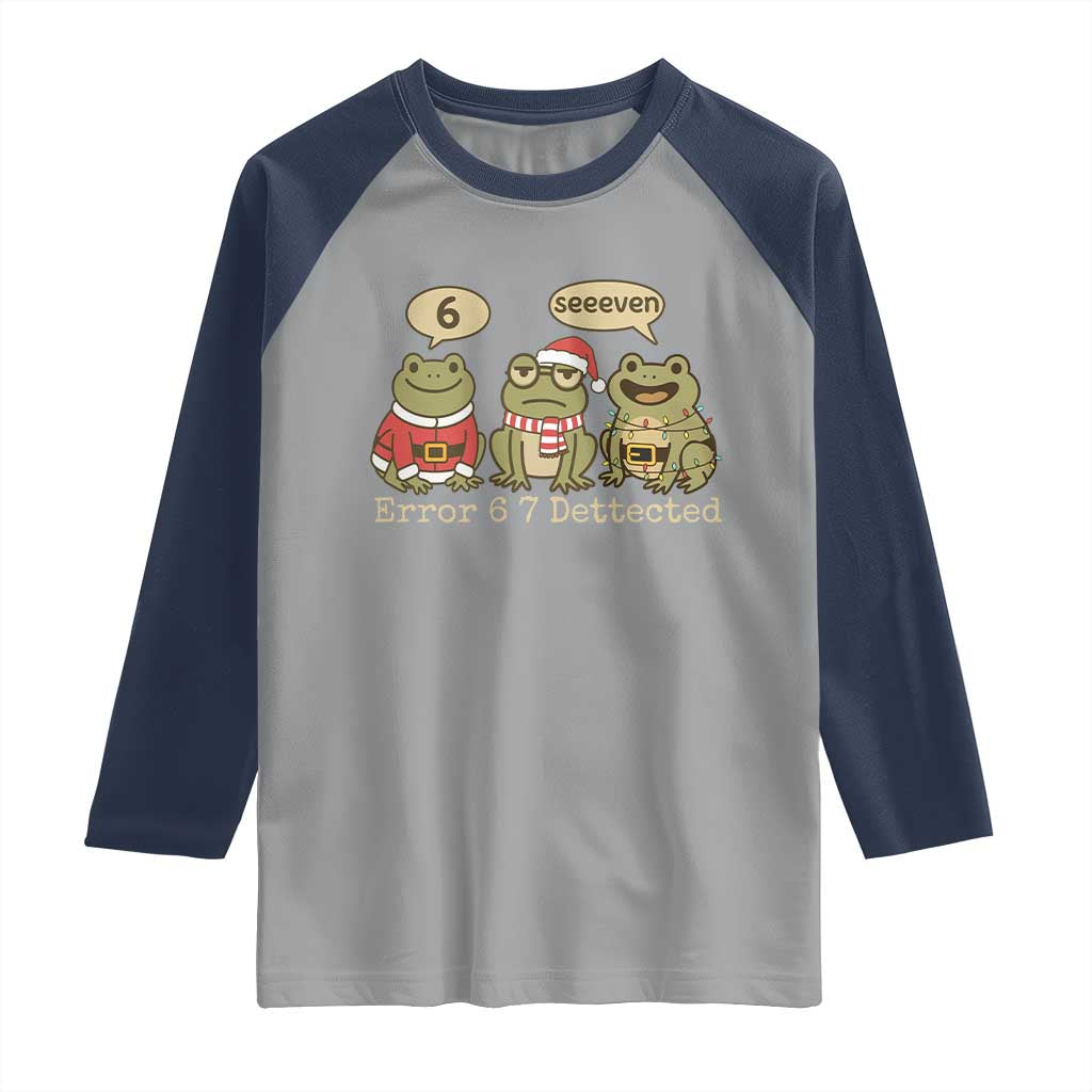 67 Six Seven Christmas Meme Raglan Shirt Funny Frog Christmas Xmas TS14 Sport Gray Navy Print Your Wear