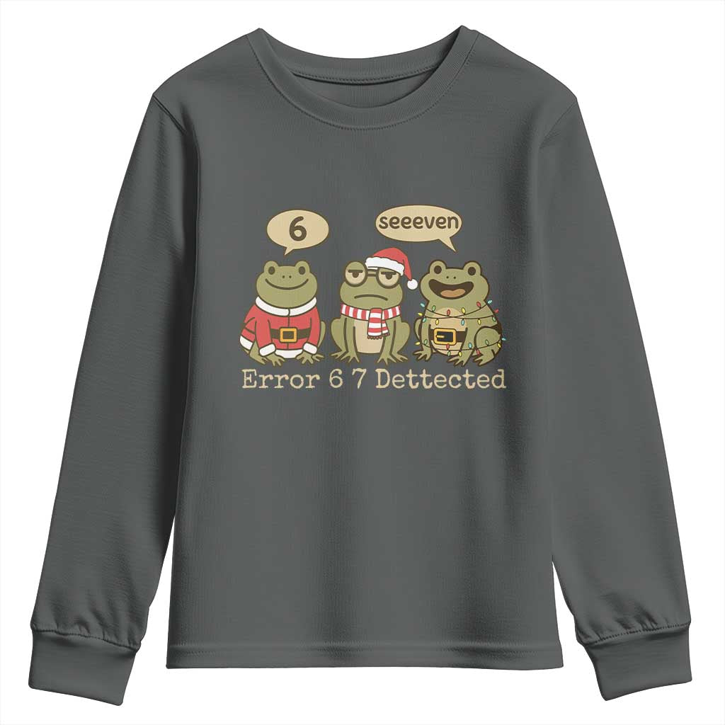 67 Six Seven Christmas Meme Youth Sweatshirt Funny Frog Christmas Xmas TS14 Dark Heather Print Your Wear