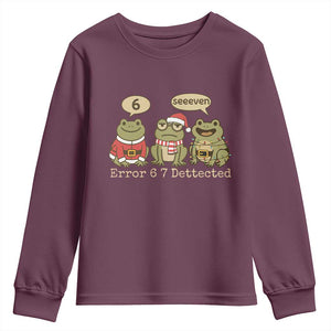 67 Six Seven Christmas Meme Youth Sweatshirt Funny Frog Christmas Xmas TS14 Maroon Print Your Wear