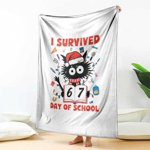 I Survived 67 Days Of School Cat Meme Throw Blanket Funny Christmas Six Seven Meme TS14 Print Your Wear