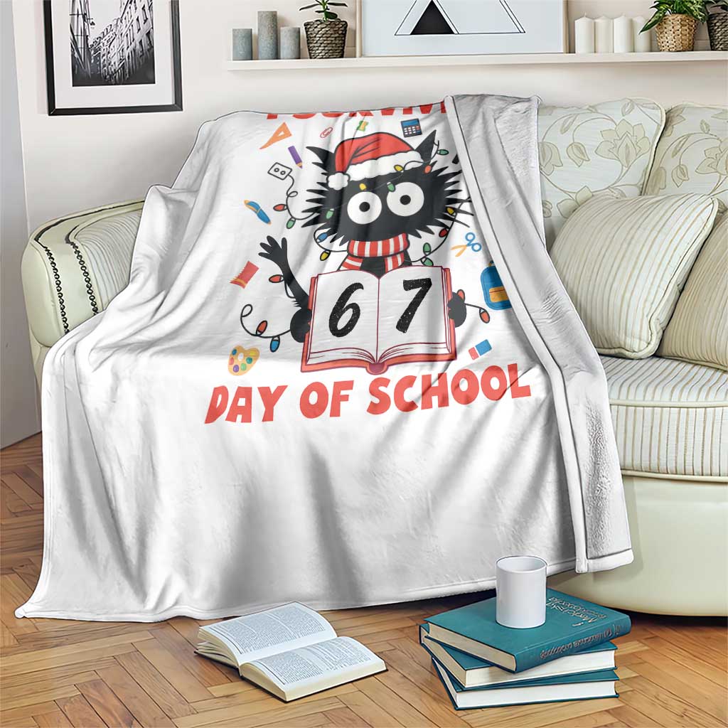 I Survived 67 Days Of School Cat Meme Throw Blanket Funny Christmas Six Seven Meme TS14 Print Your Wear