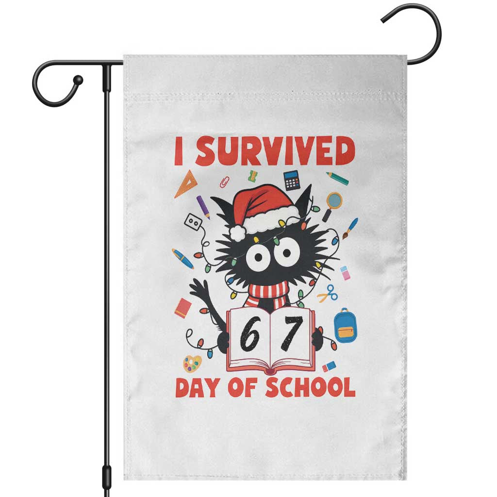 I Survived 67 Days Of School Cat Meme Garden Flag Funny Christmas Six Seven Meme TS14 White Print Your Wear