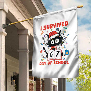 I Survived 67 Days Of School Cat Meme Garden Flag Funny Christmas Six Seven Meme TS14 Print Your Wear