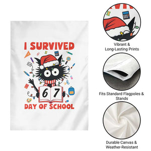 I Survived 67 Days Of School Cat Meme Garden Flag Funny Christmas Six Seven Meme TS14 Print Your Wear