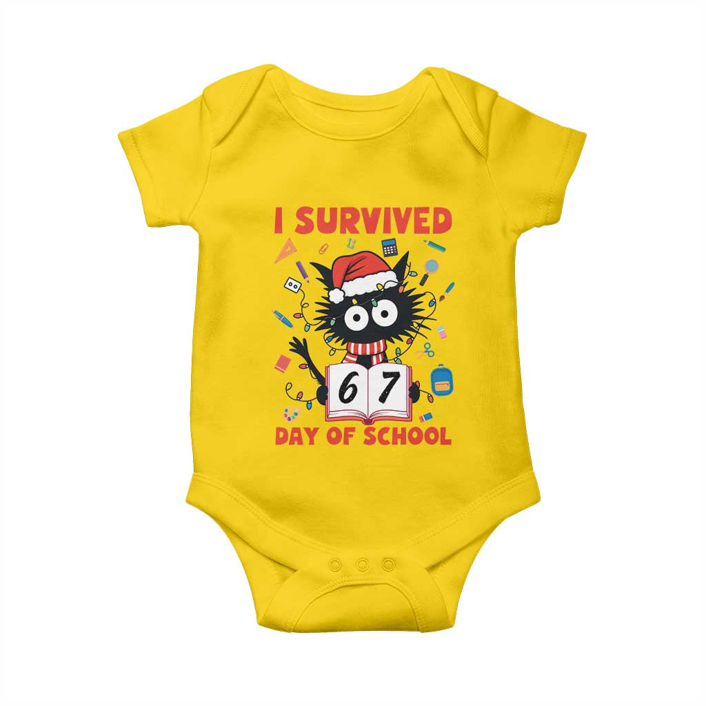 I Survived 67 Days Of School Cat Meme Baby Onesie Funny Christmas Six Seven Meme TS14 Daisy Print Your Wear