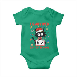 I Survived 67 Days Of School Cat Meme Baby Onesie Funny Christmas Six Seven Meme TS14 Irish Green Print Your Wear